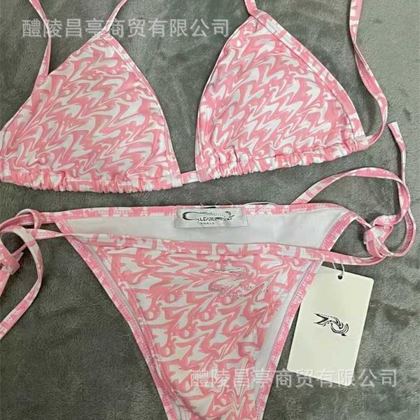 do01 swimsuit triangle bag pink lace up bikini, White;black
