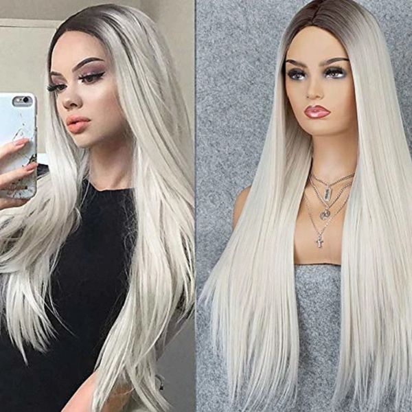 europe and the united states middle long straight hair black and white gradient high temperature silk wig
europe and the united states middle long straight hair black and white gradient high temperature silk wig