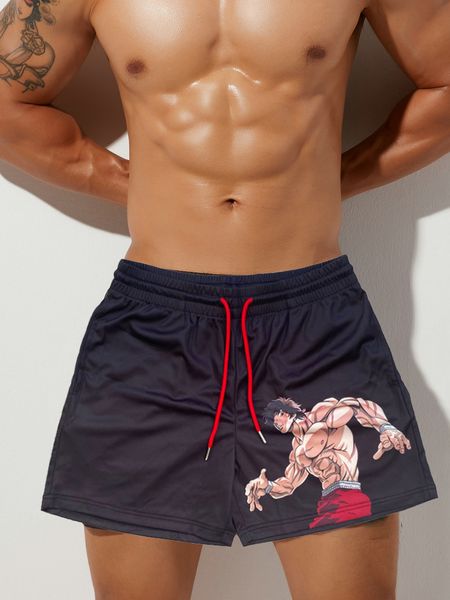 men's shorts anime baki classic gym mesh running fashion design haman print cool man sport 230307, White;black
men's shorts anime baki classic gym mesh running fashion design haman print cool man sport 230307, White;black