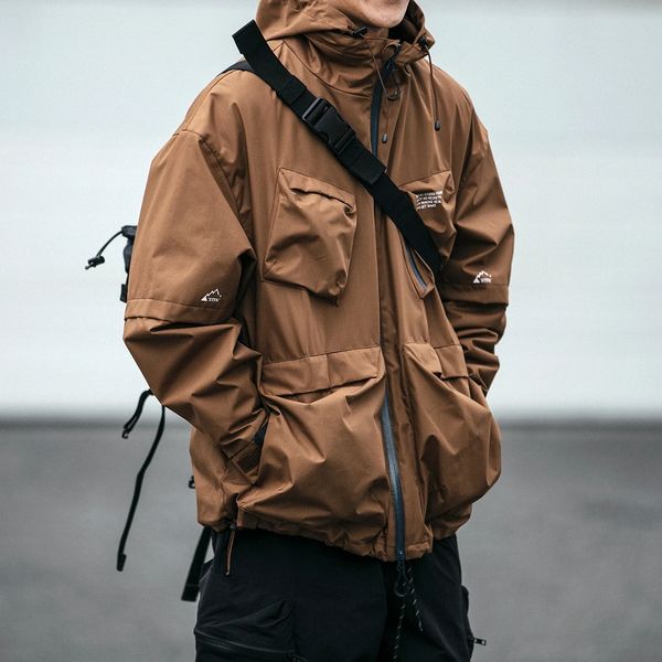 American High Quality Waterproof Jackets Hooded Windbreaker Men Clothing Outdoor Streetwear Jackets Loose Functional Work Coat Harajuku, Black
American High Quality Waterproof Jackets Hooded Windbreaker Men Clothing Outdoor Streetwear Jackets Loose Functional Work Coat Harajuku, Black