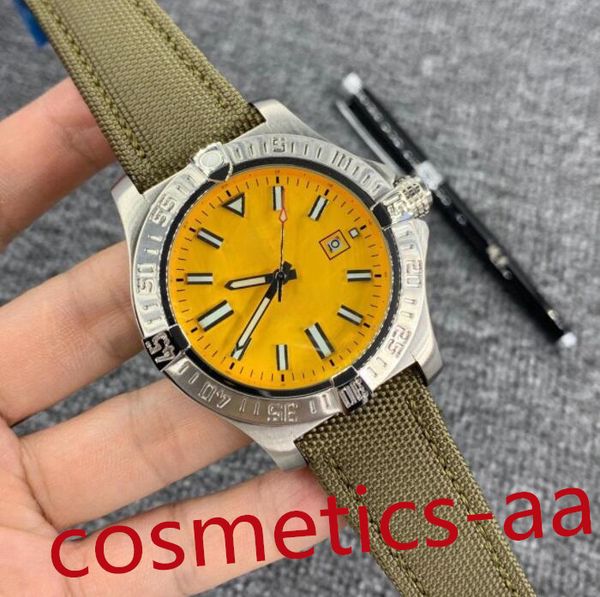 luxury watch men silver watches stainless case yellow dial superocean heritage automatic mechanical movement watch leather strap floding cla, Slivery;brown
luxury watch men silver watches stainless case yellow dial superocean heritage automatic mechanical movement watch leather strap floding cla, Slivery;brown