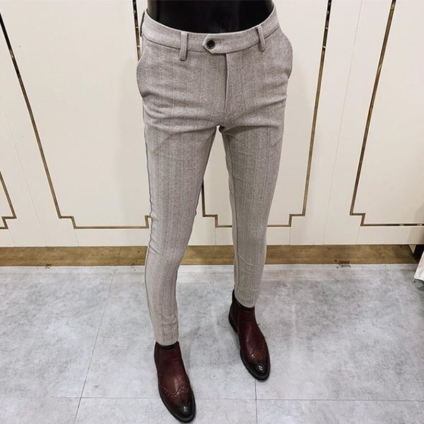 men's pants autumn winter men striped dress woolen warm business formal social suit casual slim fit cigarette trousers 2838 230307, Black
men's pants autumn winter men striped dress woolen warm business formal social suit casual slim fit cigarette trousers 2838 230307, Black