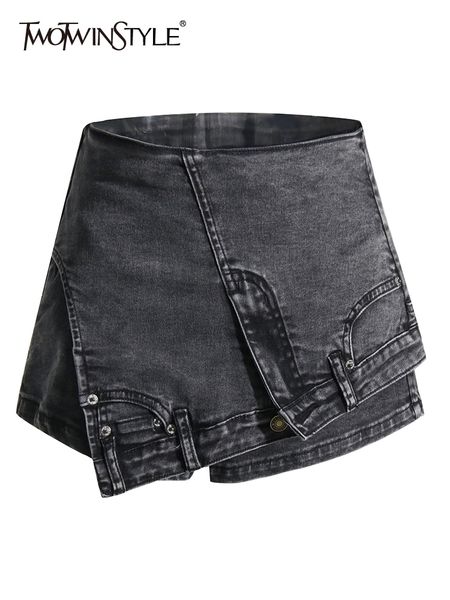 women's shorts twotyle patchwork irregular hem short skirts for women high waist solid minimalist denim female fashion clothing 230309, White;black
women's shorts twotyle patchwork irregular hem short skirts for women high waist solid minimalist denim female fashion clothing 230309, White;black