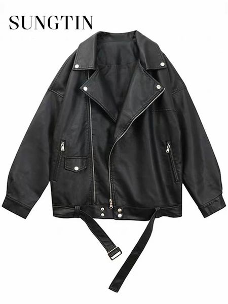 women's jackets sungtin women loose pu leather jacket black soft faux leather jacket street moto biker leather coat jacket lady casual, Black;brown
women's jackets sungtin women loose pu leather jacket black soft faux leather jacket street moto biker leather coat jacket lady casual, Black;brown