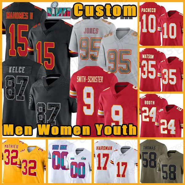 custom 15 patrick mahomes travis kelce isiah pacheco football jerseys juju smith-schuster chiefes chris jones l'jarius sneed kansases c, Black;red
custom 15 patrick mahomes travis kelce isiah pacheco football jerseys juju smith-schuster chiefes chris jones l'jarius sneed kansases c, Black;red