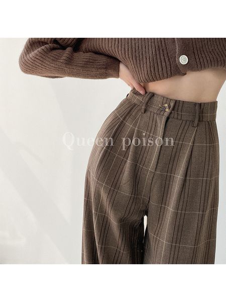 women's pants capris vintage classic plaid design women trousers autumn winter high waist loose wide leg lady pants straight mopping st, Black;white
women's pants capris vintage classic plaid design women trousers autumn winter high waist loose wide leg lady pants straight mopping st, Black;white