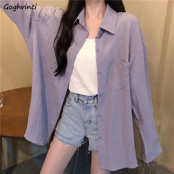 women's blouses shirts women blouses casual loose basic solid shirts turn-down collar button up korean style fashion simple female all, White
women's blouses shirts women blouses casual loose basic solid shirts turn-down collar button up korean style fashion simple female all, White