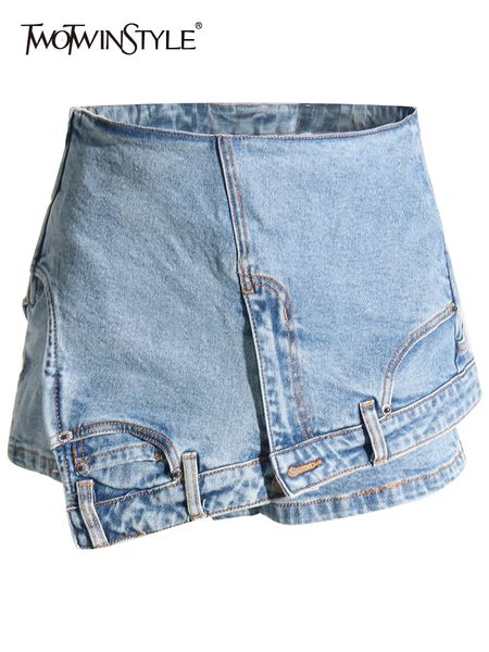 women's shorts twotyle denim solid skirts for women high waist patchwork irregular hem streetwear short pants female clothing 230309, White;black
women's shorts twotyle denim solid skirts for women high waist patchwork irregular hem streetwear short pants female clothing 230309, White;black