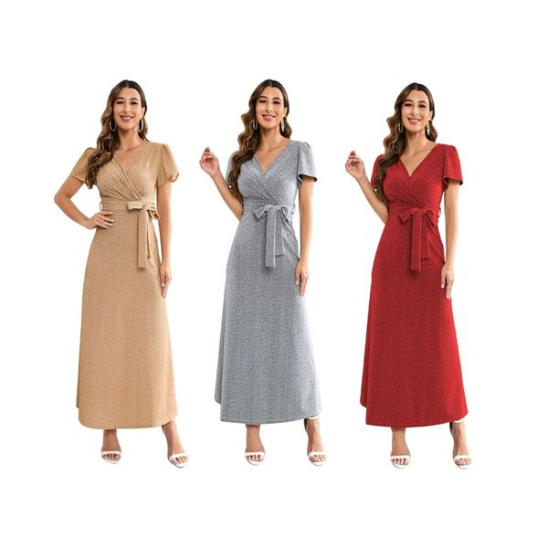 womens party dresses sleeve ruched wrap v-neck sparkly long dress lace-up backless belted high waist slim-fit formal dresses, White;black
womens party dresses sleeve ruched wrap v-neck sparkly long dress lace-up backless belted high waist slim-fit formal dresses, White;black
