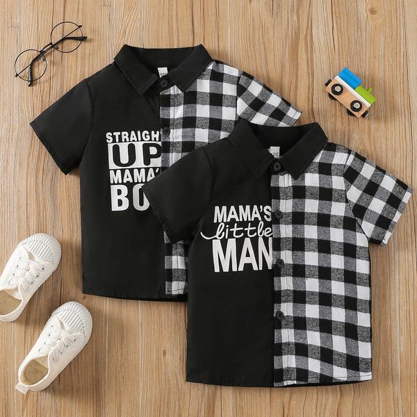 t-shirts focusnorm 0-4y summer cuasal kids boys shirts 2 style letter plaid patchwork short sleeve single breasted clothing l230309, Blue
t-shirts focusnorm 0-4y summer cuasal kids boys shirts 2 style letter plaid patchwork short sleeve single breasted clothing l230309, Blue