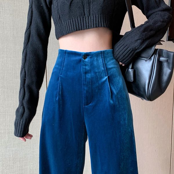 women's pants capris winter velvet elegant pants women solid casual korean style wide-legged pants loose casual designer high-waist tro, Black;white
women's pants capris winter velvet elegant pants women solid casual korean style wide-legged pants loose casual designer high-waist tro, Black;white