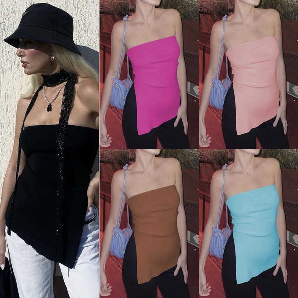 2023 spring summer womens vest tank t-shirt irregular split woolen bra tank tees shirt for ladies, White
2023 spring summer womens vest tank t-shirt irregular split woolen bra tank tees shirt for ladies, White