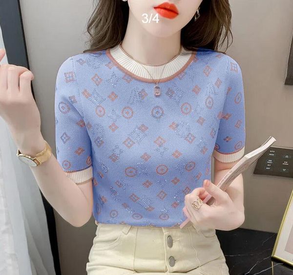 women's knits 2023 new casual round neck short-sleeved t-shirt women's knitted contrast top, White
women's knits 2023 new casual round neck short-sleeved t-shirt women's knitted contrast top, White