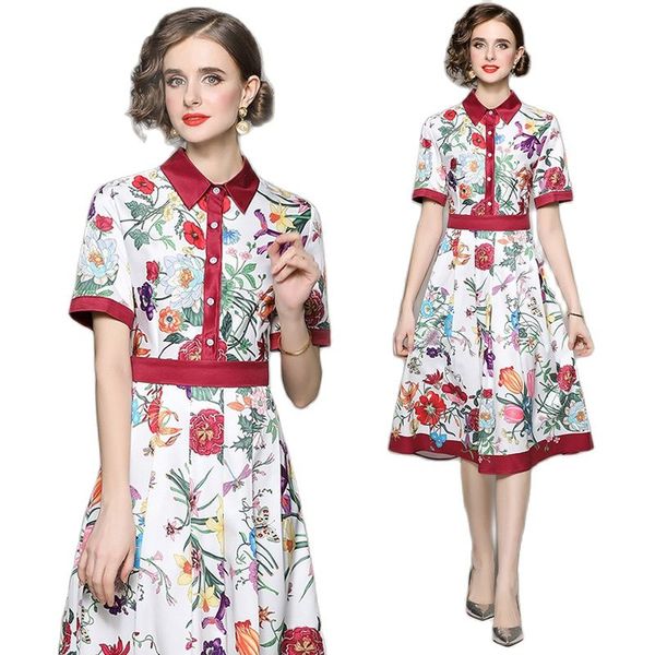elegant flowers midi summer women dresses casual short sleeve button front shirt dresses 2023 runway designer fashion ladies printed office, Black;gray
elegant flowers midi summer women dresses casual short sleeve button front shirt dresses 2023 runway designer fashion ladies printed office, Black;gray
