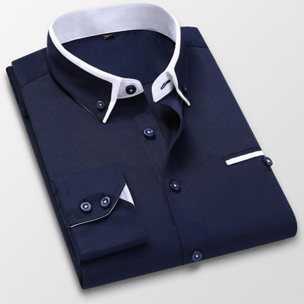 men s casual shirts spring autumn winter cotton long sleeved male slim fit lapel business dress shirt brand men 230309, White;black
men s casual shirts spring autumn winter cotton long sleeved male slim fit lapel business dress shirt brand men 230309, White;black