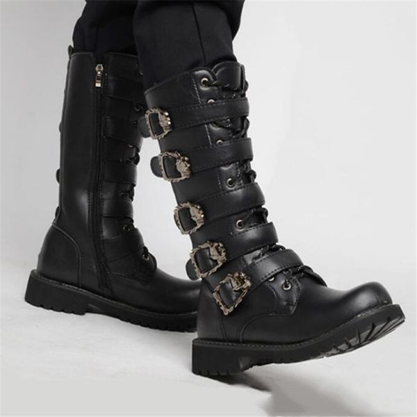boots men's leather motorcycle midcalf military combat gothic belt punk men shoes tactical army boot 230309, Black
boots men's leather motorcycle midcalf military combat gothic belt punk men shoes tactical army boot 230309, Black