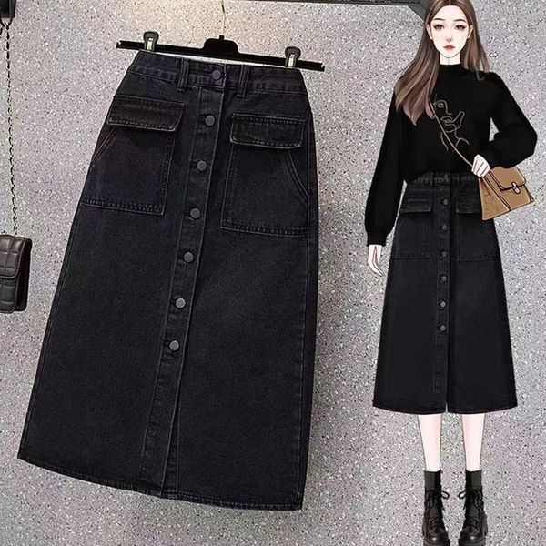 skirts denim skirt women s plus size spring and autumn korean style fashion single breasted split high waist black a line 230308
skirts denim skirt women s plus size spring and autumn korean style fashion single breasted split high waist black a line 230308