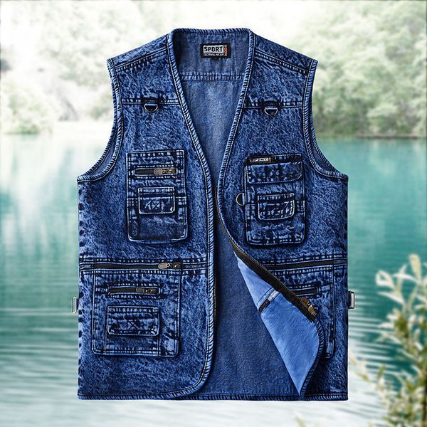 men's vests men denim summer autumn cowboy sleeveless male waistcoat mens outerwear designer clothing 230309, Black;white
men's vests men denim summer autumn cowboy sleeveless male waistcoat mens outerwear designer clothing 230309, Black;white