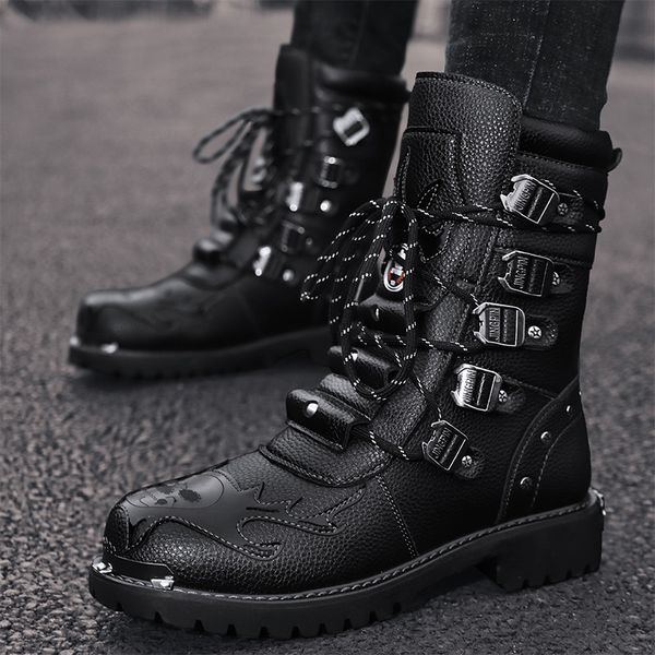 boots highquality fashion black men motorcyclist boot big size platform leather laceup high for botas hombre 230309
boots highquality fashion black men motorcyclist boot big size platform leather laceup high for botas hombre 230309