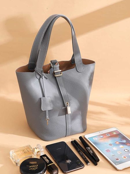 designer original herms vegetable basket women's bag original genuine cowhide bucket full hand sewing wax thread manual diy homemade ma