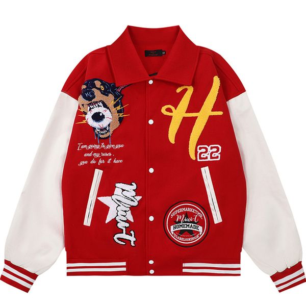 men's jackets retro baseball bomber jacket men women loose leather sleeves patchwork red lapel varsity coats hip hop couple casual stre, Black;brown
men's jackets retro baseball bomber jacket men women loose leather sleeves patchwork red lapel varsity coats hip hop couple casual stre, Black;brown