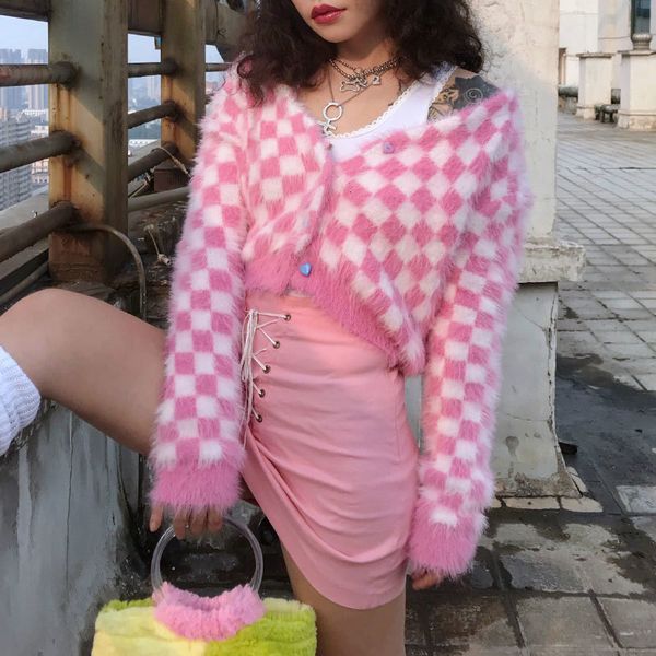 women's knits tee's tees pink and white check cardigan sweater women fuzzy mohair crop knit long sleeve heartshape button soft gir
women's knits tee's tees pink and white check cardigan sweater women fuzzy mohair crop knit long sleeve heartshape button soft gir