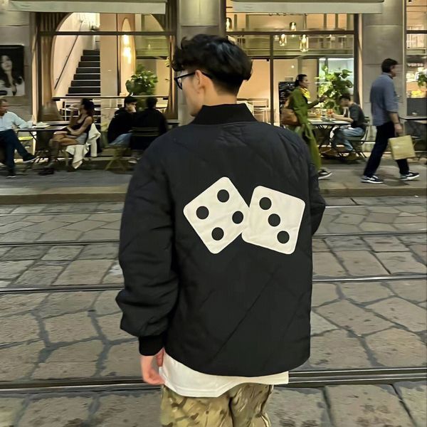 men's jackets 22fw patched dice quilted liner jacket zipper cotton varsity jacket 230309, Black;brown
men's jackets 22fw patched dice quilted liner jacket zipper cotton varsity jacket 230309, Black;brown