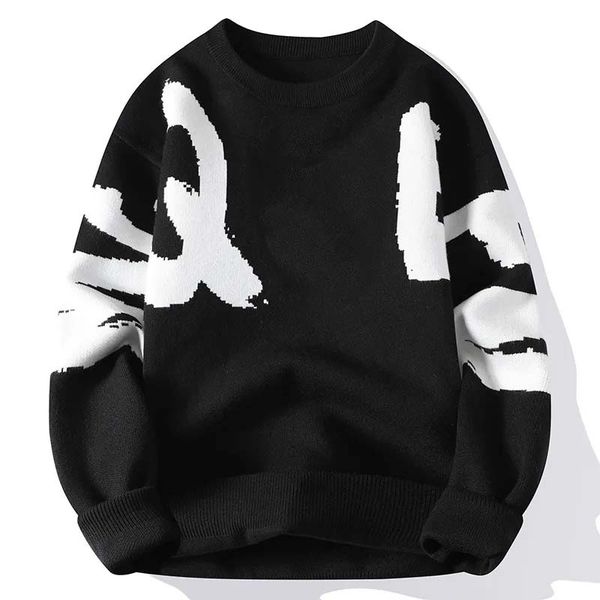men's thickened sweater big letter sweaters fall winter round neck pullover knitting, White;black
men's thickened sweater big letter sweaters fall winter round neck pullover knitting, White;black