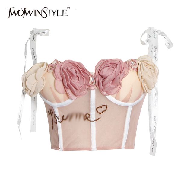 women s tanks camis twotwinstyle floral accessories patchwork vests for women slim colorblock lace up sling sleeveless short female 230308, White
women s tanks camis twotwinstyle floral accessories patchwork vests for women slim colorblock lace up sling sleeveless short female 230308, White