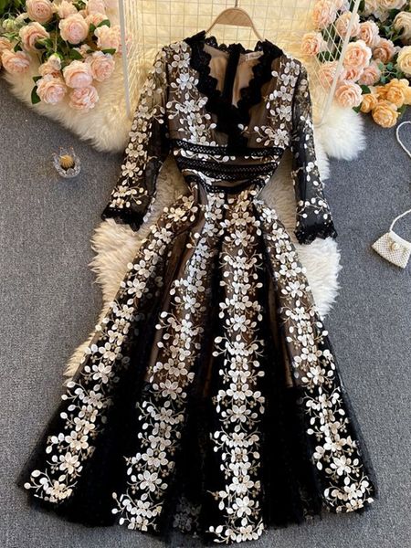 casual dresses fashion ladies embroidered flower dress women v neck half sleeve elegant vintage dot mesh patchwork lace long vestidos 230309, Black;gray
casual dresses fashion ladies embroidered flower dress women v neck half sleeve elegant vintage dot mesh patchwork lace long vestidos 230309, Black;gray