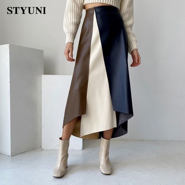 skirts patchwork asymmetrical a line high waist leather women s skirt korean fashion vintage chic mid calf long for women 230308, Black
skirts patchwork asymmetrical a line high waist leather women s skirt korean fashion vintage chic mid calf long for women 230308, Black