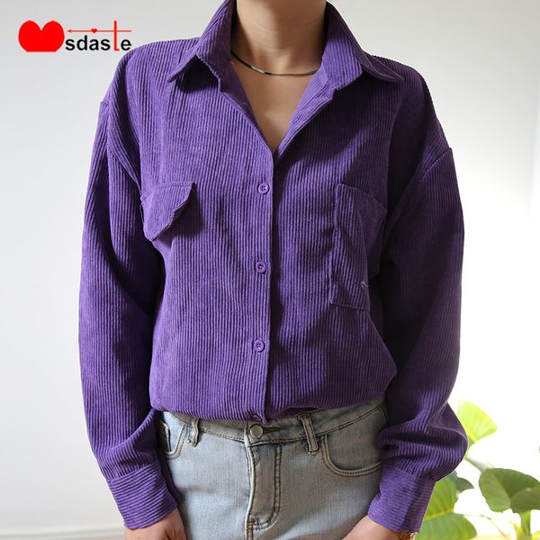 women's blouses shirts purple shirt blouse women loose oversized corduroy turn-down neck long sleeve casual blusas femme womens and bl, White
women's blouses shirts purple shirt blouse women loose oversized corduroy turn-down neck long sleeve casual blusas femme womens and bl, White