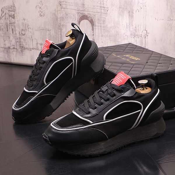 luxury men's casual shoes designer men loafers thick bottom heighten shoes tidal current male sneakers chaussure 38-43, Black
luxury men's casual shoes designer men loafers thick bottom heighten shoes tidal current male sneakers chaussure 38-43, Black