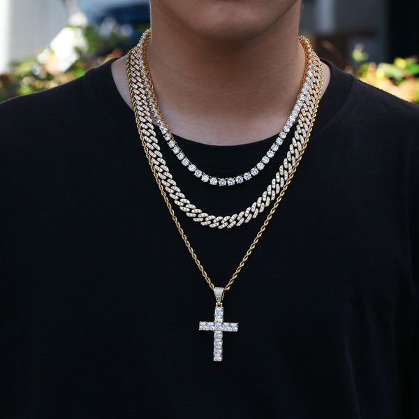hip hop cross pendant necklace with 3mm zircon tennis chain iced out bling necklaces hiphop jewelry fashion gift, Silver
hip hop cross pendant necklace with 3mm zircon tennis chain iced out bling necklaces hiphop jewelry fashion gift, Silver