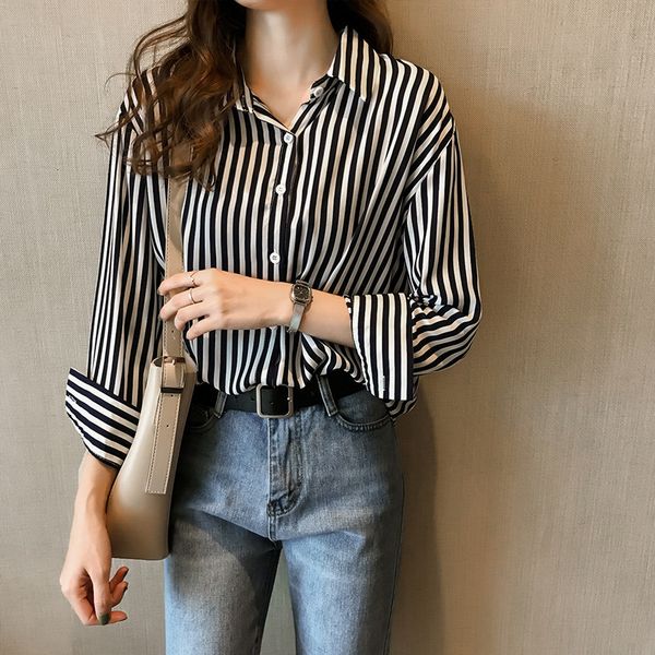 women's blouses shirts women shirt clothes ladies chic striped blouse spring summer long sleeve turn down collar casual fashion girls h, White
women's blouses shirts women shirt clothes ladies chic striped blouse spring summer long sleeve turn down collar casual fashion girls h, White