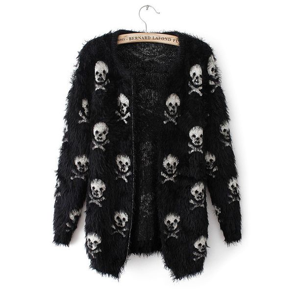women's knits tee's tees mohair skulls printing black cardigans female y2k harajuku outwear short grunge jumpers emo alt knitted w, White
women's knits tee's tees mohair skulls printing black cardigans female y2k harajuku outwear short grunge jumpers emo alt knitted w, White