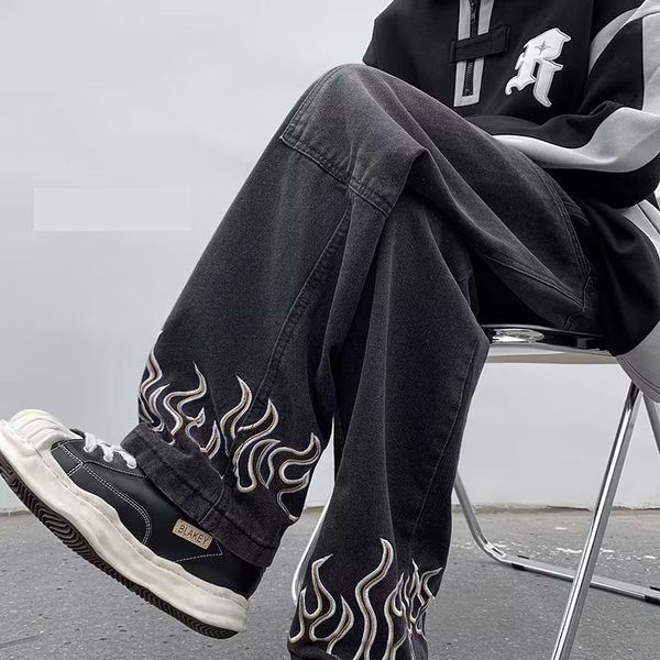 men's jeans deeptown vintage printed straight streetwear denim pants classic retro loose casual fashion trousers male black spring 2303, Blue
men's jeans deeptown vintage printed straight streetwear denim pants classic retro loose casual fashion trousers male black spring 2303, Blue