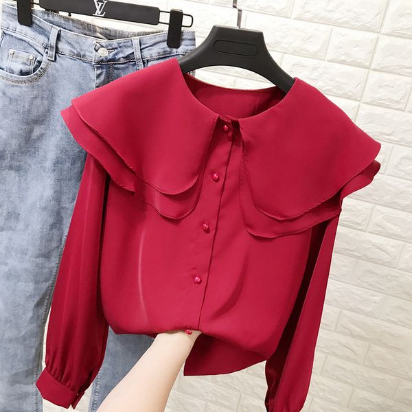 women's blouses shirts double-layer doll collar long sleeve chiffon shirt women's loose-fit ruffled blouse woman blusas all-match, White
women's blouses shirts double-layer doll collar long sleeve chiffon shirt women's loose-fit ruffled blouse woman blusas all-match, White