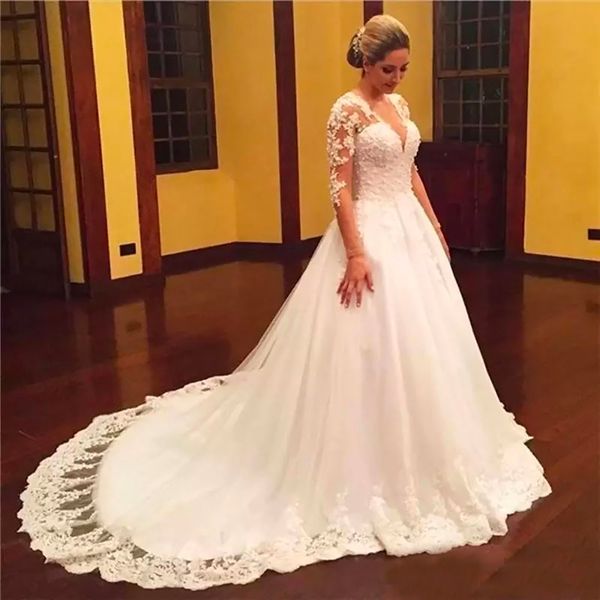 wedding dresses new bridal gowns a line applique tulle ivory white custom plus size wed dresses wed v-neck long sleeve illusion zipper
wedding dresses new bridal gowns a line applique tulle ivory white custom plus size wed dresses wed v-neck long sleeve illusion zipper