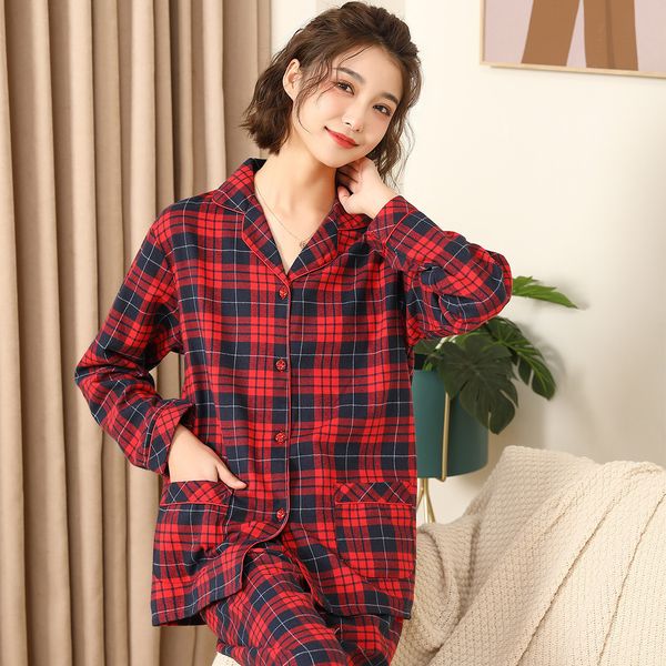 women's sleepwear est 100% cotton lovers pajamas sets women men spring long sleeve casual soft sleepwear plaid design homewear loungewe, Black;red
women's sleepwear est 100% cotton lovers pajamas sets women men spring long sleeve casual soft sleepwear plaid design homewear loungewe, Black;red
