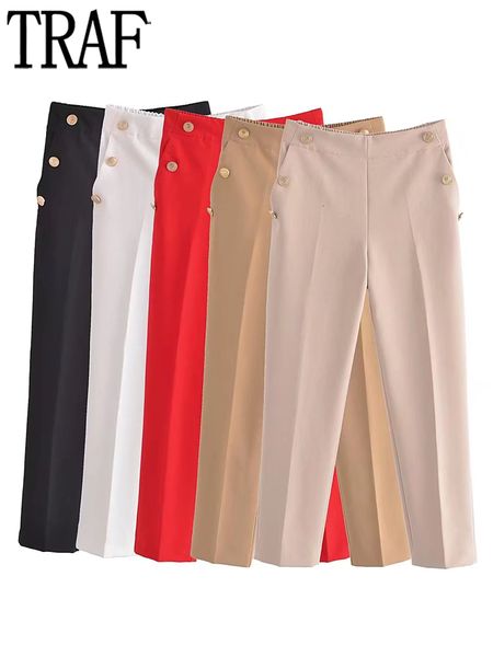 women's pants capris traf straight leg trousers women metal buttons woman pants office high waist pants for women korean fashion pencil, Black;white
women's pants capris traf straight leg trousers women metal buttons woman pants office high waist pants for women korean fashion pencil, Black;white
