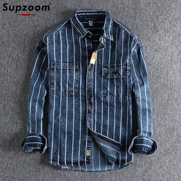 men s casual shirts supzoom arrival fashion brand clothing denim full turn down collar open stitch striped men chemise 230309, White;black
men s casual shirts supzoom arrival fashion brand clothing denim full turn down collar open stitch striped men chemise 230309, White;black