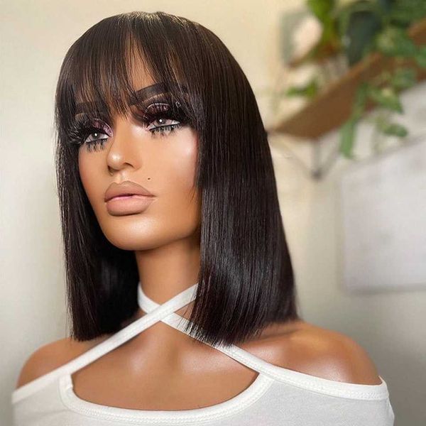 synthetic wigs brazilian straight human hair wigs with bangs short bob fringe full machine for women no lace 230227, Black
synthetic wigs brazilian straight human hair wigs with bangs short bob fringe full machine for women no lace 230227, Black