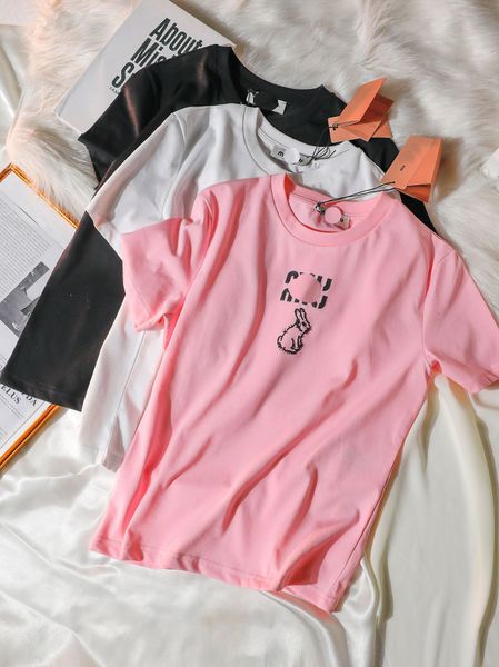 women's t shirts designer rabbit embroidery short-sleeved slim-fit age-reducing top, White
women's t shirts designer rabbit embroidery short-sleeved slim-fit age-reducing top, White