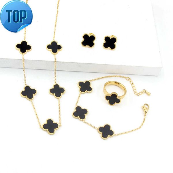 elegant women style clover charm bracelet necklace earring ring jewelry set for gift, Silver
elegant women style clover charm bracelet necklace earring ring jewelry set for gift, Silver