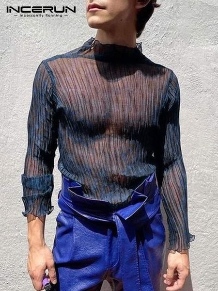 men s t shirts incerun fashion t shirt turtleneck folds long sleeve transparent camisetas solid mesh streetwear clothing s 5xl 230308, White;black
men s t shirts incerun fashion t shirt turtleneck folds long sleeve transparent camisetas solid mesh streetwear clothing s 5xl 230308, White;black