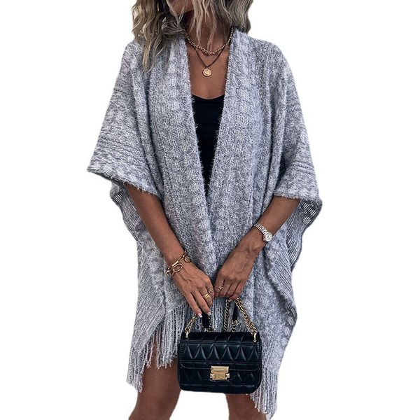 women fall winter shawl cardigan knitted poncho crochet openwork stich weaving scarf cloak hem tassels fringe polyester warp knitting sweate, Black
women fall winter shawl cardigan knitted poncho crochet openwork stich weaving scarf cloak hem tassels fringe polyester warp knitting sweate, Black