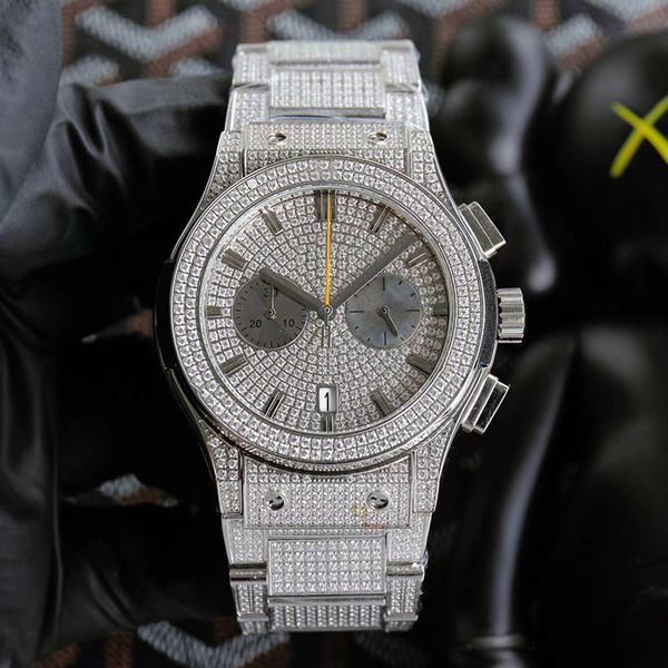 diamond watch 45mm mens imported timing quartz movement watches sapphire waterproof wristwatches montre de luxe, Slivery;brown
diamond watch 45mm mens imported timing quartz movement watches sapphire waterproof wristwatches montre de luxe, Slivery;brown