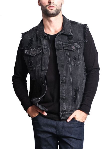 men's vests vintage men ripped denim vest male sleeveless jackets casual waistcoat hole jean jacket cowboy gilet 230309, Black;white 
men's vests vintage men ripped denim vest male sleeveless jackets casual waistcoat hole jean jacket cowboy gilet 230309, Black;white