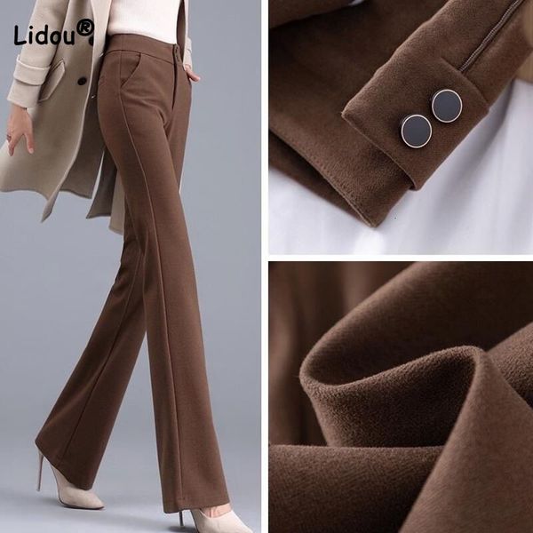 women's pants capris vintage commute high waist button flare pants for female autumn winter fashion casual solid color trousers womens, Black;white
women's pants capris vintage commute high waist button flare pants for female autumn winter fashion casual solid color trousers womens, Black;white